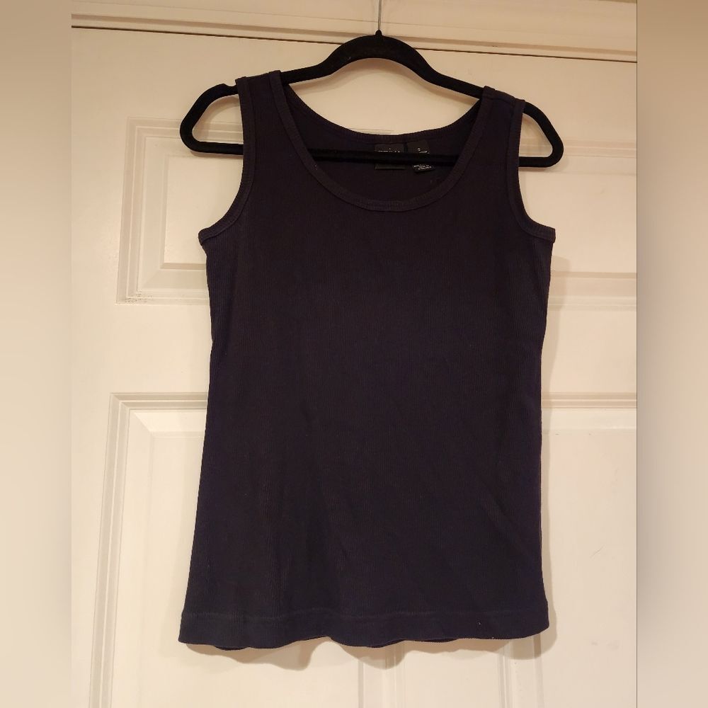 Erika black ribbed knit tank S